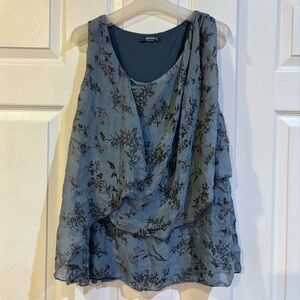 Silk Floral Flowy Tank Blouse